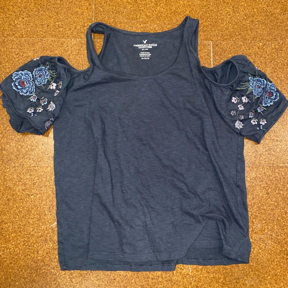 American Eagle Off-the-Shoulder Top with Floral Design